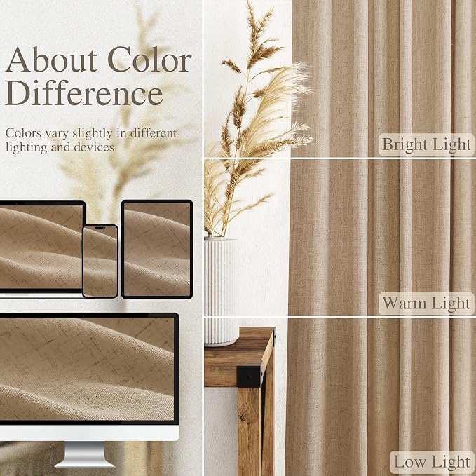 Sand Beige Linen Curtains for Living Room 105 Inches Long Simple Modern Light - Image 3