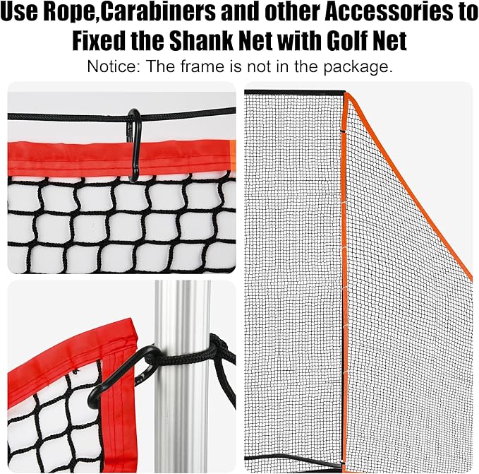 6-10ft 1/2PCS Nylon Shank Net Golf Accessory with 1 Sang Bag, Easy to Install Side Net for Golf Nets and Simulator Premium Sports Net Hitting Nets (Red/Black)