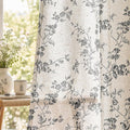 jinchan Black Floral Linen Curtains 84 Inch Rustic Drapes Back Tab 2 Panels | by JINCHAN