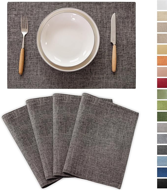 Demetex Placemats Table Mats Set of 4 Heat Resistant Washable Cloth Place Mats by DEMETEX