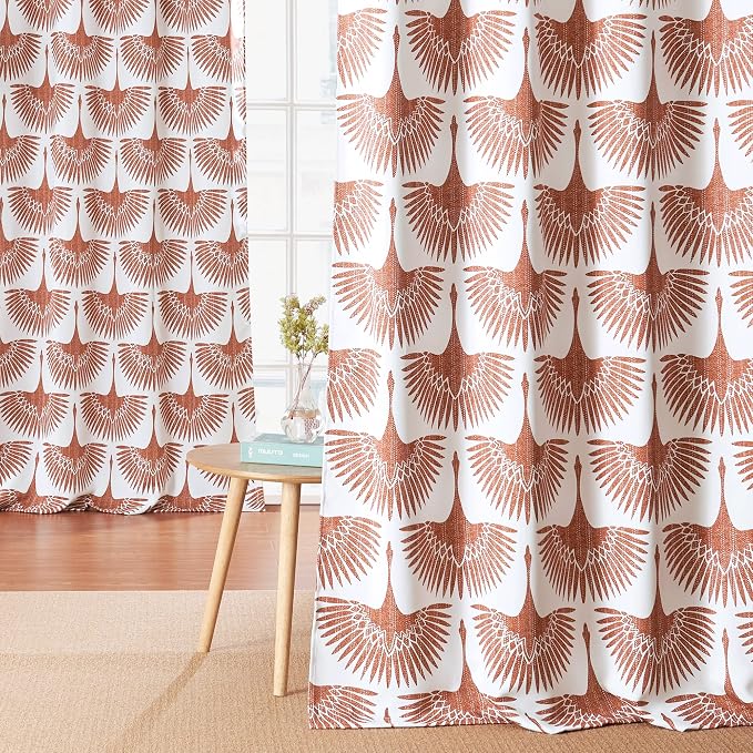 KGORGE Blackout Curtains Geometric Bird Pattern Farmhouse L 63" - Image 2