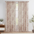 jinchan Red Floral Linen Curtains 96 Inch Farmhouse Back Tab 2 Panels | Light by JINCHAN