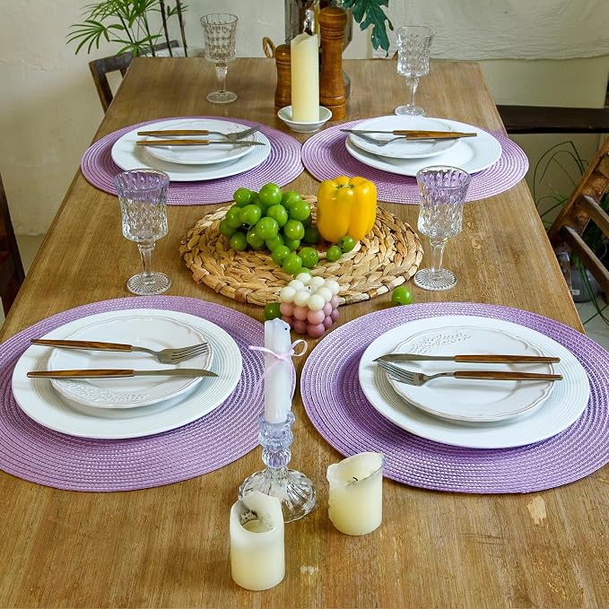 FunWheat Round Braided Placemats Set of 8 Table Mats - Image 7