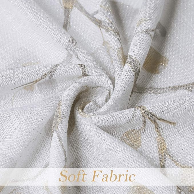 Yellow Leaf Floral Print Metallic Sheer Curtain - Image 6