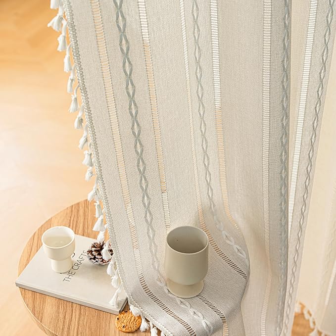 Sutuo Home Boho Door Curtains for Door Window, Bohemian Semi Blackout Curtains - Image 8