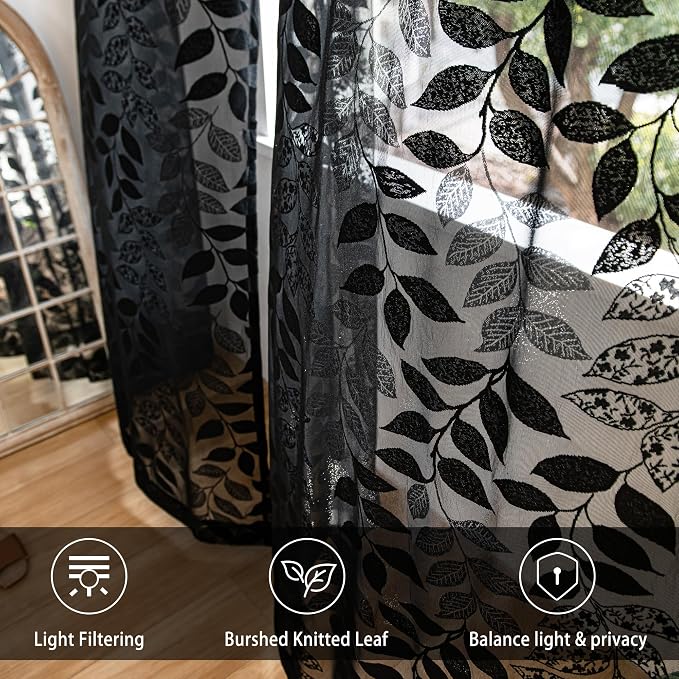 Treatmentex Black Lace Sheer Curtains - Image 5