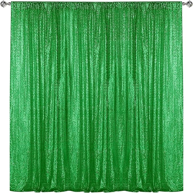 Sugargirl Grass Green Sequin Backdrop Curtain 10FTx10FT Glitter Grass Green by Sugargirl
