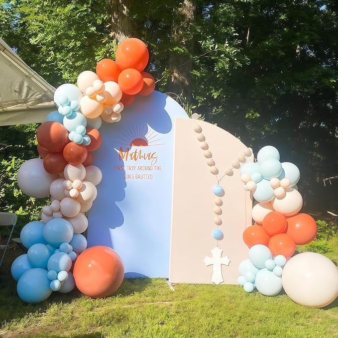 Burnt Orange and Blue Fall Balloons, 12 Inch 35PCS Dusty Blue Orange Taupe - Image 3