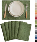 Demetex Green Placemats Set of 6 Vintage Cloth Textured Place Mats Stain by DEMETEX