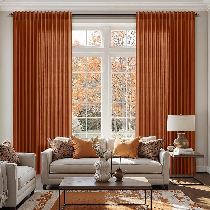 Rust Linen Curtains 63 Inch Length - Image 6