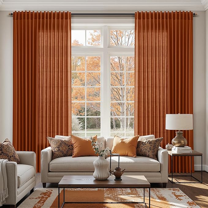 Rust Linen Curtains 108 Inches Long - Image 6
