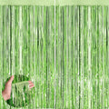 Light Green Metallic Tinsel Foil Fringe Curtains, 2 Pack 3.3x8.3 Feet Party by NUWDHP