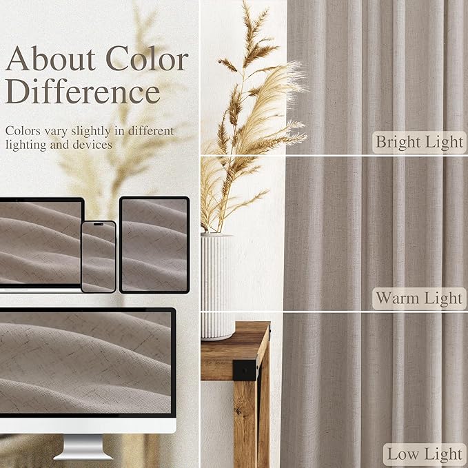 Stone Beige Curtains 63 Inch Length - Image 3