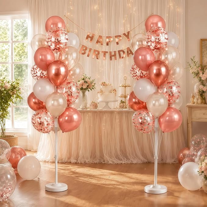 HIINS Rose Gold White Balloon Stand Kit Set of 2 - Image 9