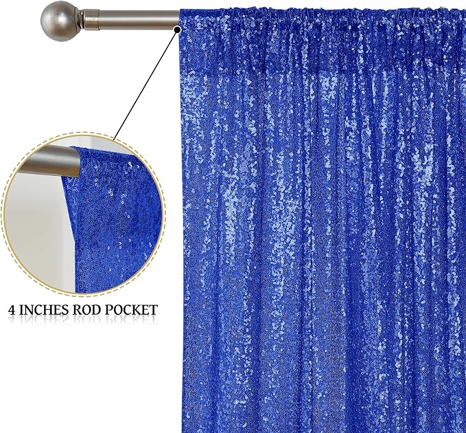 Sugargirl Royal Blue Sequin Backdrop Curtain 7FTx7FT Glitter Royal Blue - Image 5