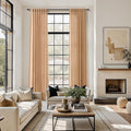 Camel Linen Curtains for Living Room Extra Long 132 Inches Long Back Tab Light by Nanspring