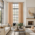 Camel Linen Curtains for Living Room Extra Long 126 Inches Long Back Tab Light by Nanspring