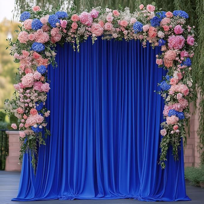 Royal Blue Backdrop Curtain for Parties Backdrop Drapes 10x8FT | Wrinkle Free by Wokceer