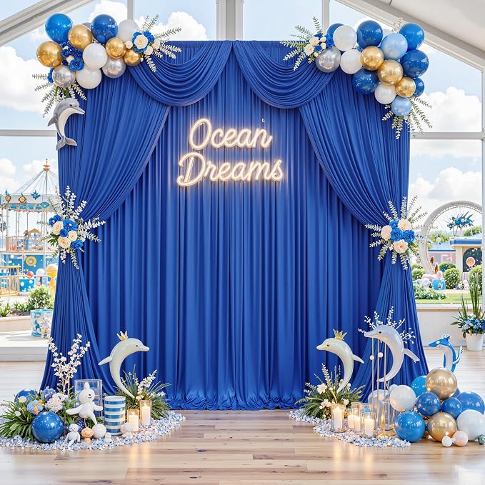20ft x 10ft Wrinkle Free Royal Blue Backdrop Curtain - Image 5