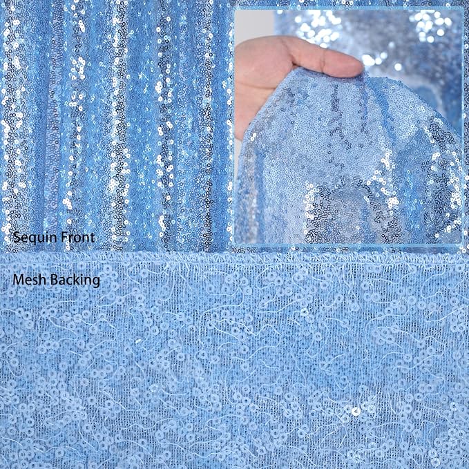 Baby Blue Sequin Backdrop Curtains 2 Pcs 5ftx8ft Sparkle Backdrop Drapes | - Image 3