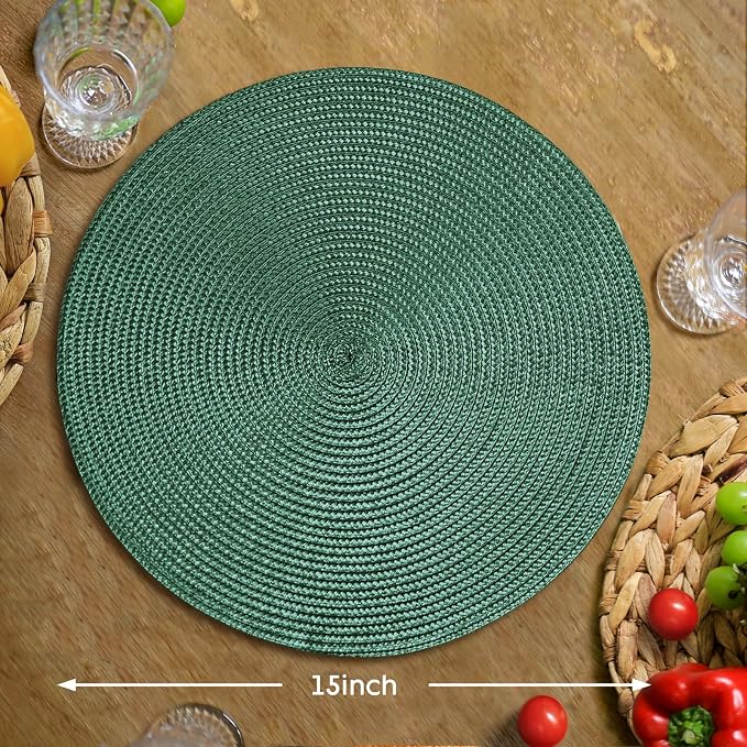 FunWheat Round Braided Placemats Set of 4 Table Mats - Image 2