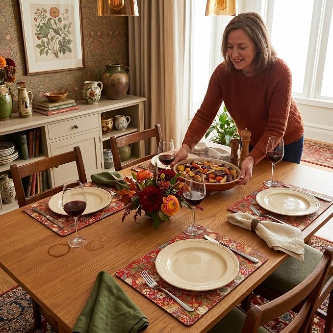 Pimpernel Morris & Co Strawberry Thief Red Placemats - Image 5