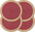 Round Placemats Set of 4, Woven Table Mats, Wide Edge, Berry Red | Braided by Noctiflorous