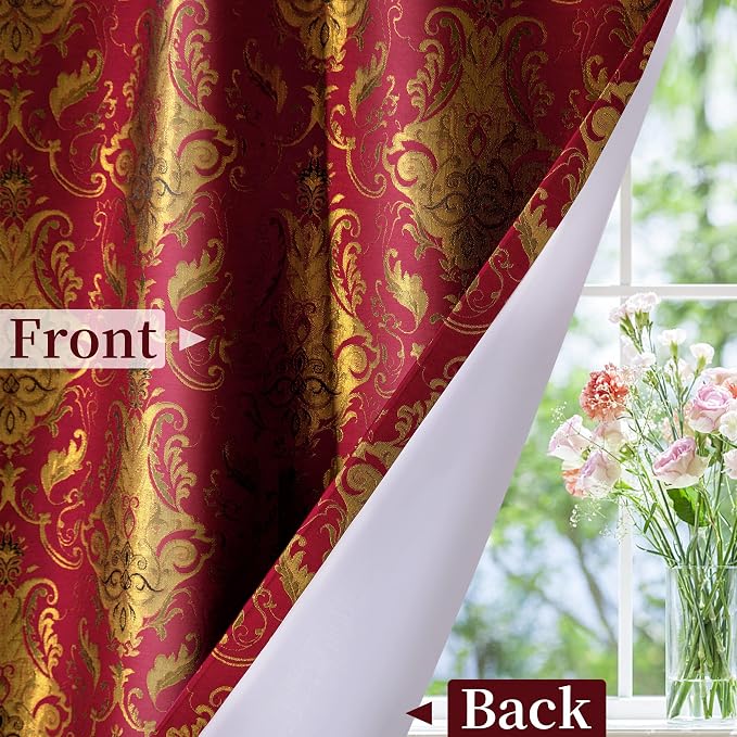 Loom and Mill Luxury Red Damask Curtains - Image 5