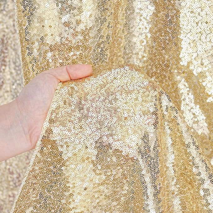 Light Gold Sequin Backdrop Curtains 4 Pcs 2ftx8ft Glitter Shimmer Fabric | - Image 6
