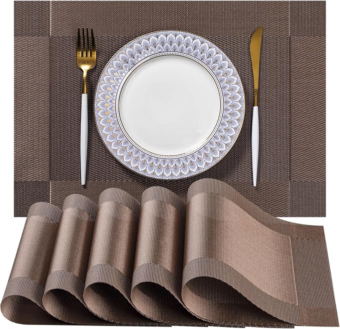 LEXMORE Placemats Set of 4 Vinyl/Plastic Woven Place Mats by lexmore