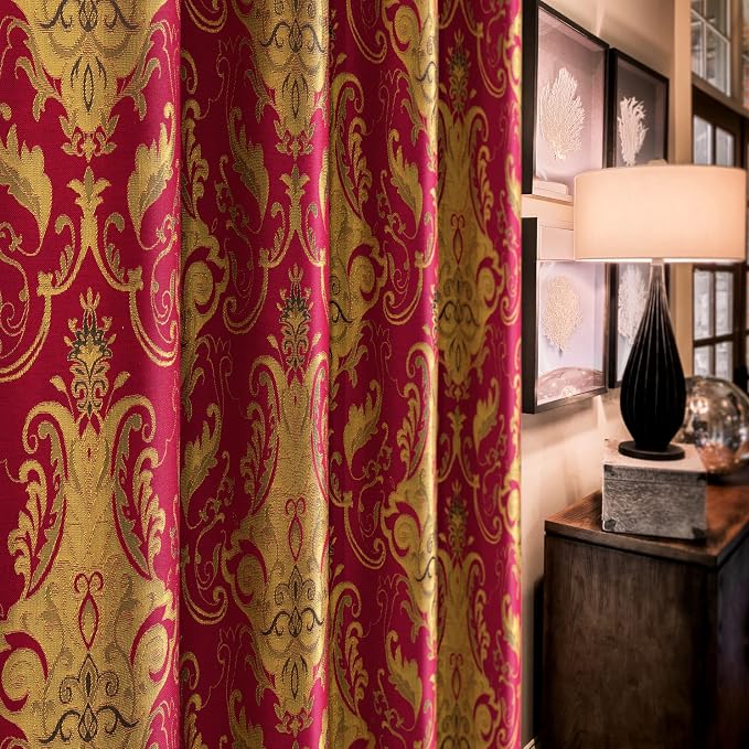Loom and Mill Luxury Red Damask Curtains - Image 4