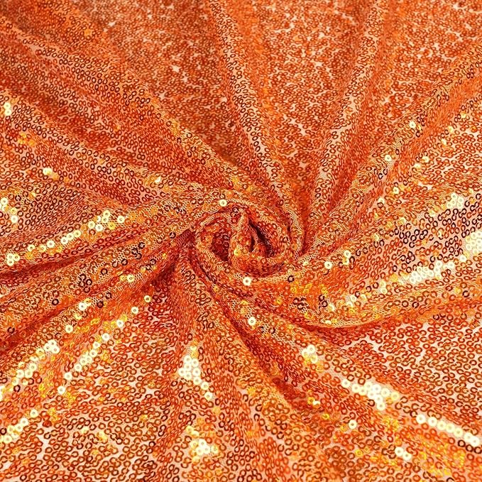 Eternal Beauty Orange Sequin Backdrop Curtains, 2 Panels 2x8FT | 3mm Sparkle - Image 7