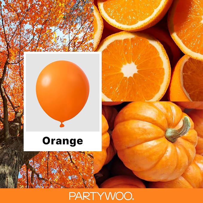 PartyWoo Orange Balloons 145pcs Fall Latex Helium Balloons Different Sizes | 18 - Image 2