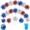 30 PCS Foil Firework Cupcake Toppers Sparkle Tinsel Cupcakae Picks 4th of July by ZHUOWEISM