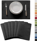 Demetex Cloth Placemats Set of 6 Black Stain Resistant Place Mats Oil Proof by DEMETEX