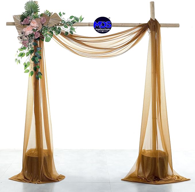 MDS Halloween Chiffon Draping Fabric - 1 Panel, 30" Wide x 30ft Long - Sheer Spooky Arbor & Canopy Drapery for Haunted House Backdrops, Party Ceilings, DIY Costumes & Themed Events - Mocha