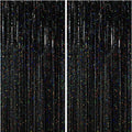Black Fringe Curtain Party Streamers 2Pack 3.3x8.3 Ft Foil Fringe Backdrop by UWPVOWSR