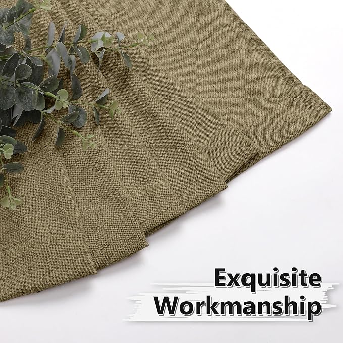 Tollpiz Short Linen Curtain Living Room Rod Pocket Semi Sheer Curtains Burlap - Image 7
