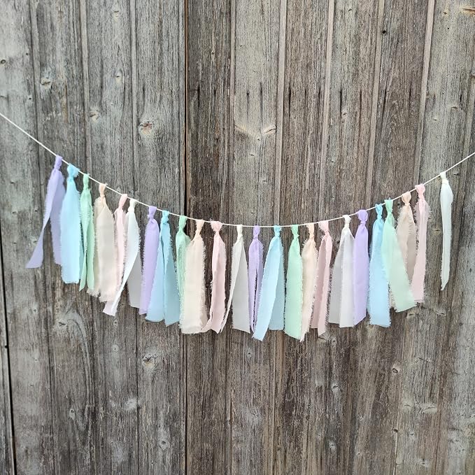 Pastel Chiffon Tassel Garland Wall Hanging Decor - Image 6