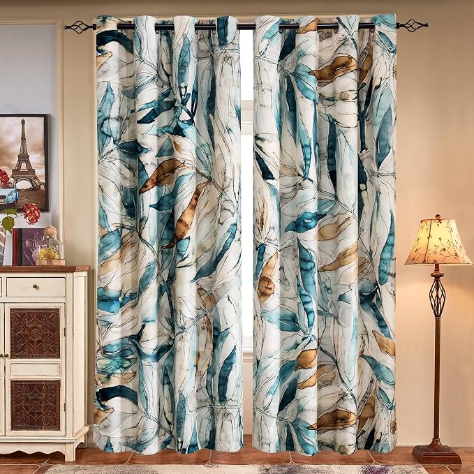 SUBRTEX Light Flitering Curtains 52Wx72L, Room Darkening Vibrant Floral Drapes - Image 5