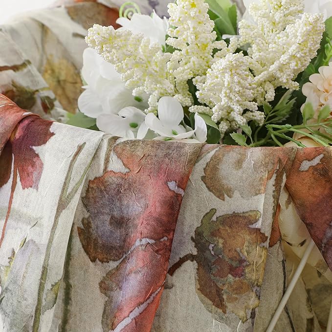Crushed Semi Sheer Curtains 72 Inches Length 2 Panels, Floral Pattern Design - Image 6