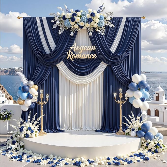 20 ft x 8 ft Navy Blue Backdrop Curtain Panels, 4 Panels 5 ft x 8 ft Wrinkle - Image 6