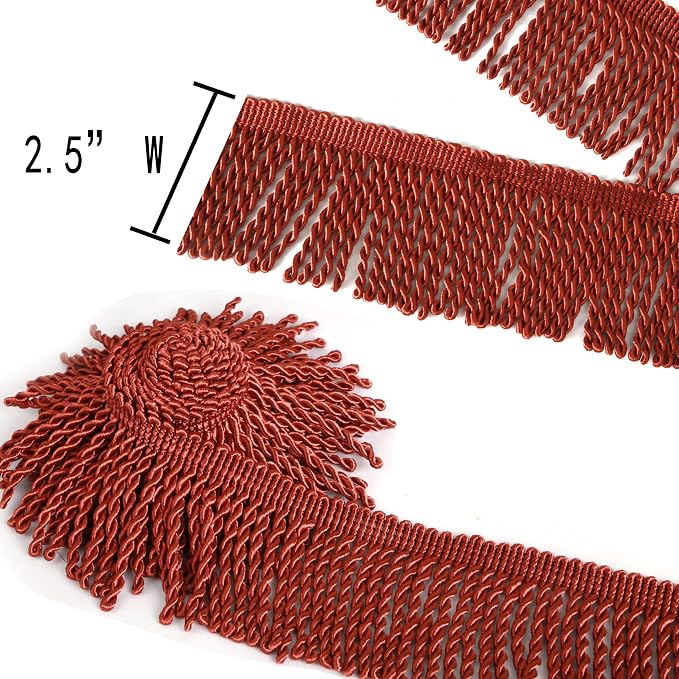 BEL AVENIR Bullion Fringe Trim Curtain Fringes 5 Yard x 2.5 Inches Sewing | - Image 3