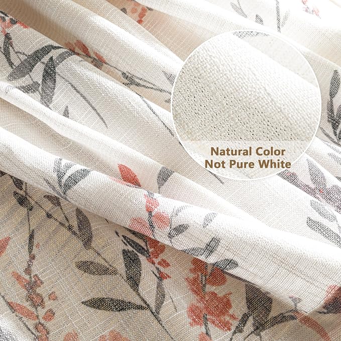 MYSKY HOME Curtains for Bedroom 63 Inch Long Linen Look Semi Sheer Not See - Image 5
