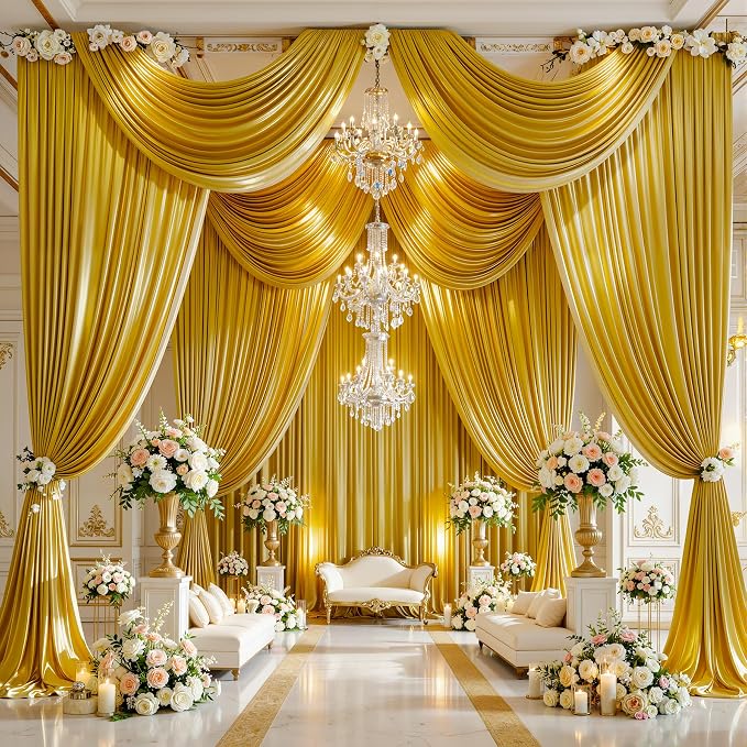 20x10ft Dark Gold Glitter Backdrop Curtain - Image 3