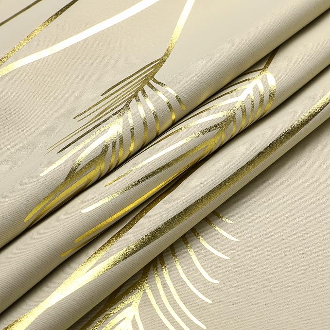 Tropical Leaves Window Curtains Grommet Gold Palm Tree Blackout Curtains Window - Image 8