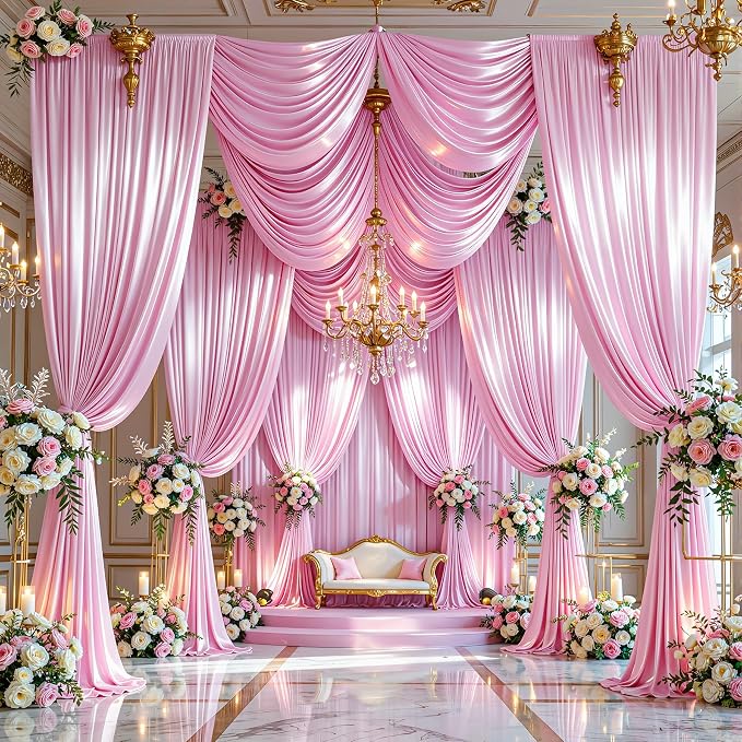 40x10ft Pink Glitter Backdrop Curtain - Image 3