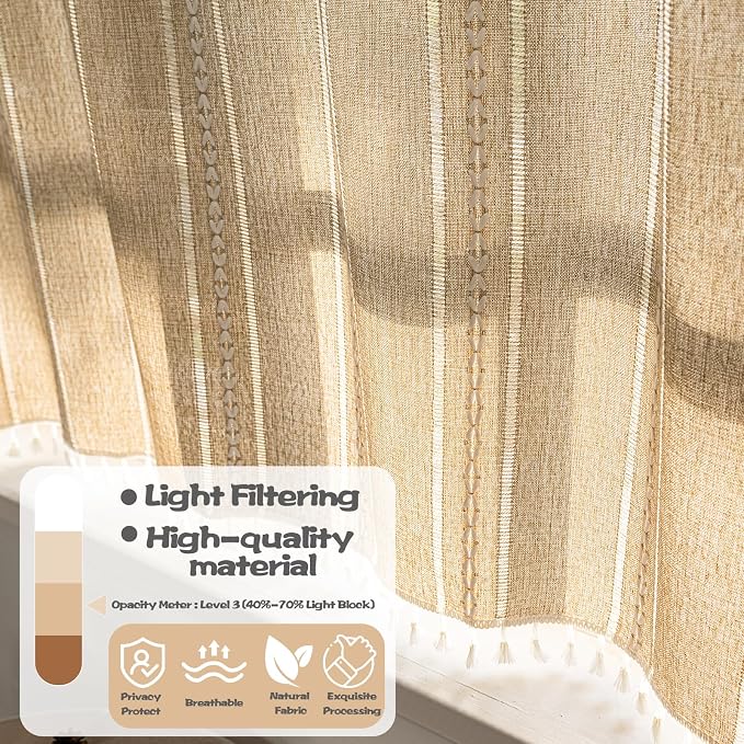 Sutuo Home Boho Curtains Valance Tier 36 inch - Image 3