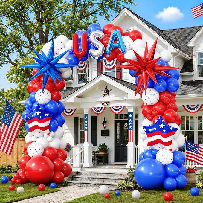 4th of July Balloon Garland Arch Kit, Patriotic Decorations by IROUHOR-PartyDecoration