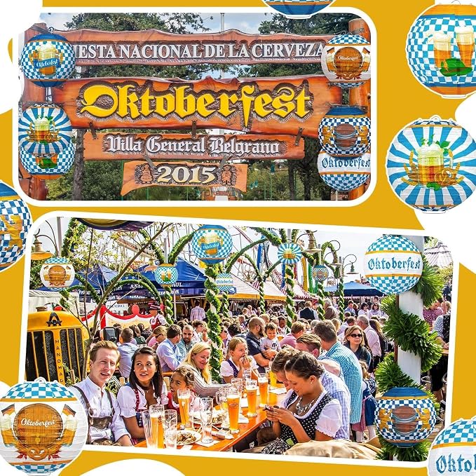 Panelee 12 Pcs Oktoberfest Paper Lanterns Oktoberfest Party Decorations 8 Inch - Image 5